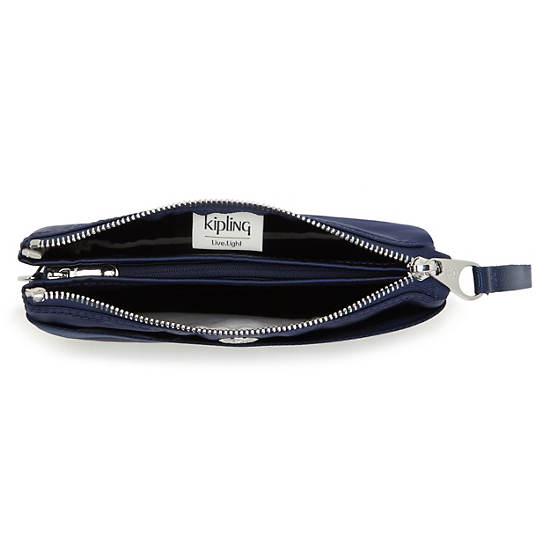 Kipling Creativity Extra Large Metallic Wristlet Bags Cosmic Blue Stripe | AU 2067AH